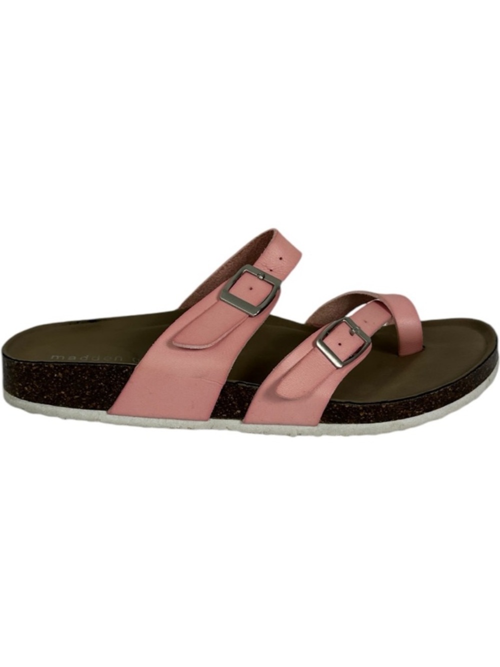 Madden Girl Bryceee Ring Cork Sandals‎ Pink Faux Leather Size 7 M Beach Slides